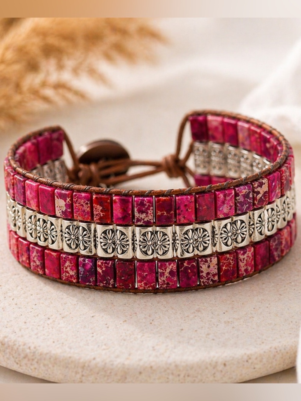 Modern Boho Handmade Triple Layer Natural Stone Bracelet